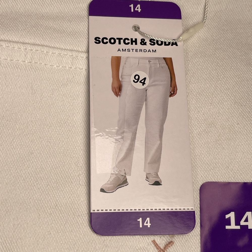Scotch Soda Jeans Womens 14 High Rise SlimStraight Pants White Denim
